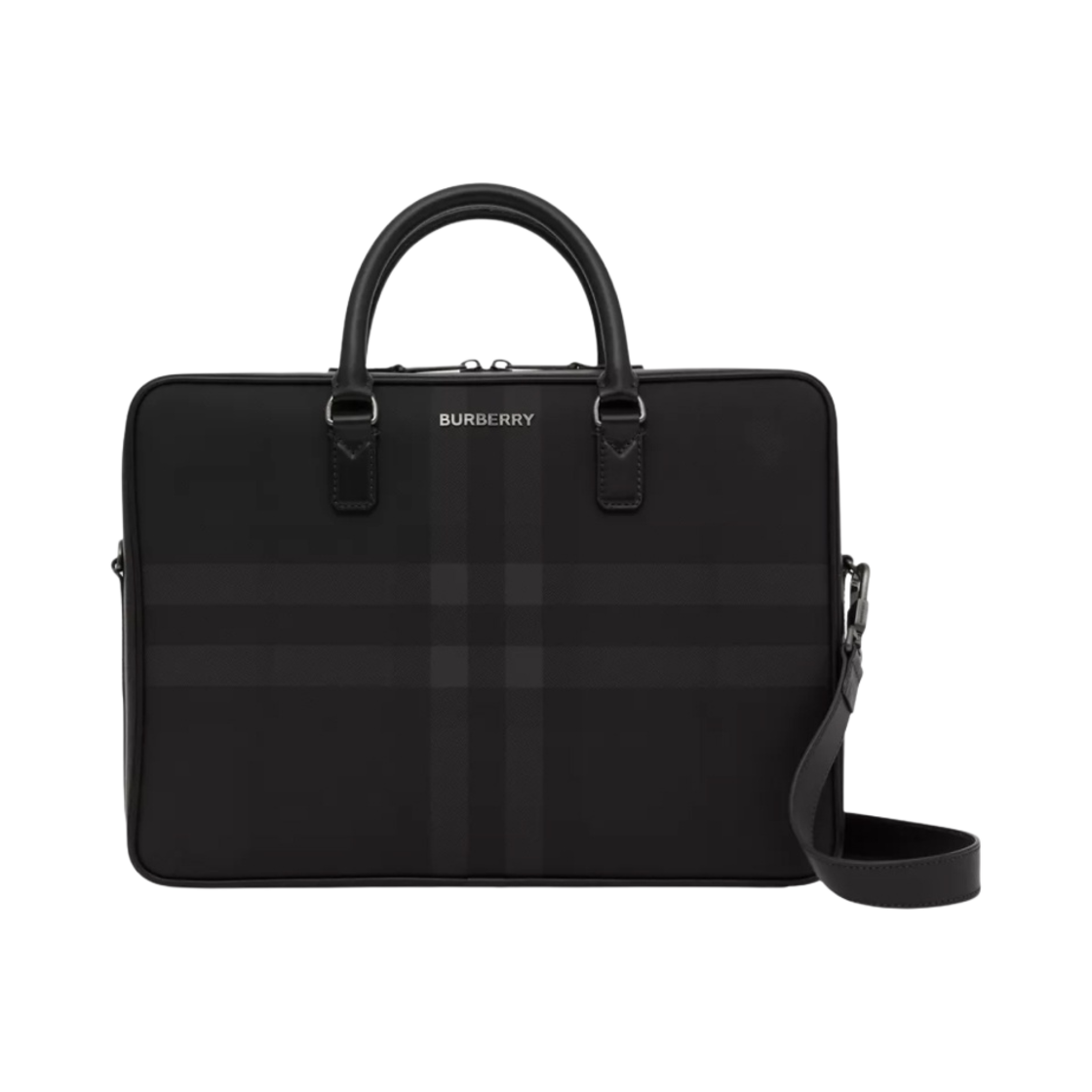 버버리 체크 레더 브리프케이스 차콜(Burberry Check Leather Briefcase Charcoal) - 1