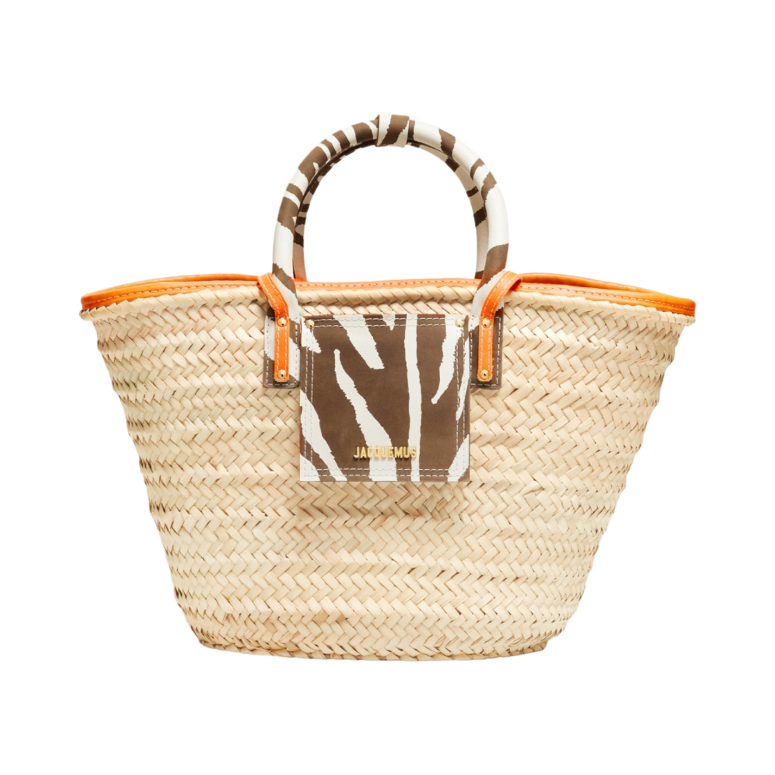 자크뮈스 르 파니에 솔리 비치 바스켓 백 프린트 지브라 브라운(Jacquemus Le Panier Soli Beach Basket Bag Print Zebra Brown) - 1