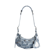 Balenciaga Le Cagole XS Shoulder Bag BB Monogram Bleached Denim Blue