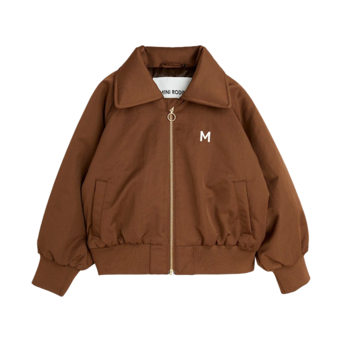 (키즈) 미니 로디니 쿨 캣츠 베이스볼 자켓 브라운((Kids) Mini Rodini Cool Cats Baseball Jacket Brown)