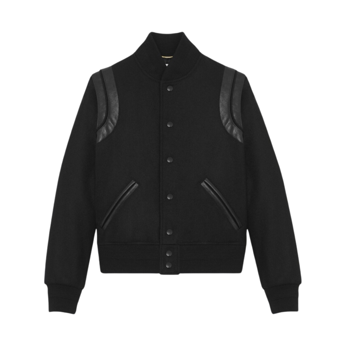 376283-Y197Q-1000 (W) Saint Laurent Wool Varsity Jacket Black