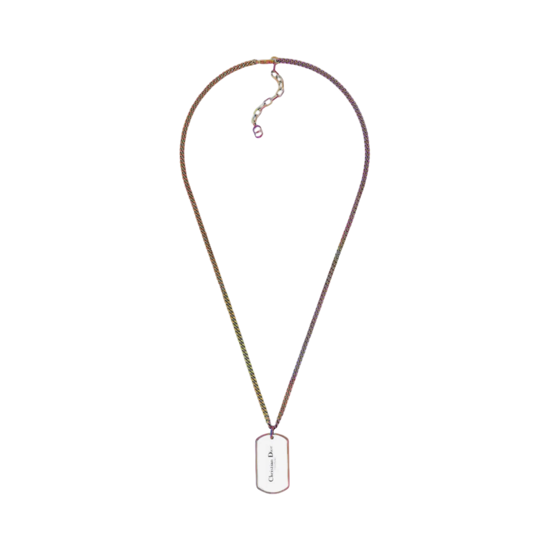디올 CD 꾸뛰르 플레이트 펜던트 네클리스 멀티컬러 이리디센트 피니쉬 브래스(Dior CD Couture Plate Pendant Necklace Multicolor Iridescent Finish Brass) - 1