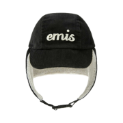 Emis Applique Corduroy Earmuff Cap Black