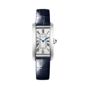 Cartier Tank Americaine Watch 35.4mm Small Quartz Steel Navy Blue