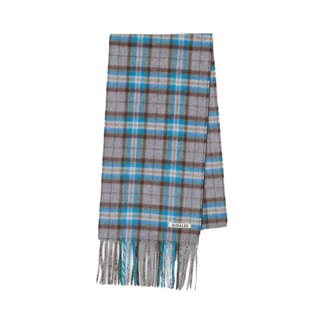 A23AM01CM Auralee Cashmere Check Stole Gray Blue Check