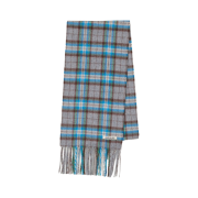 Auralee Cashmere Check Stole Gray Blue Check