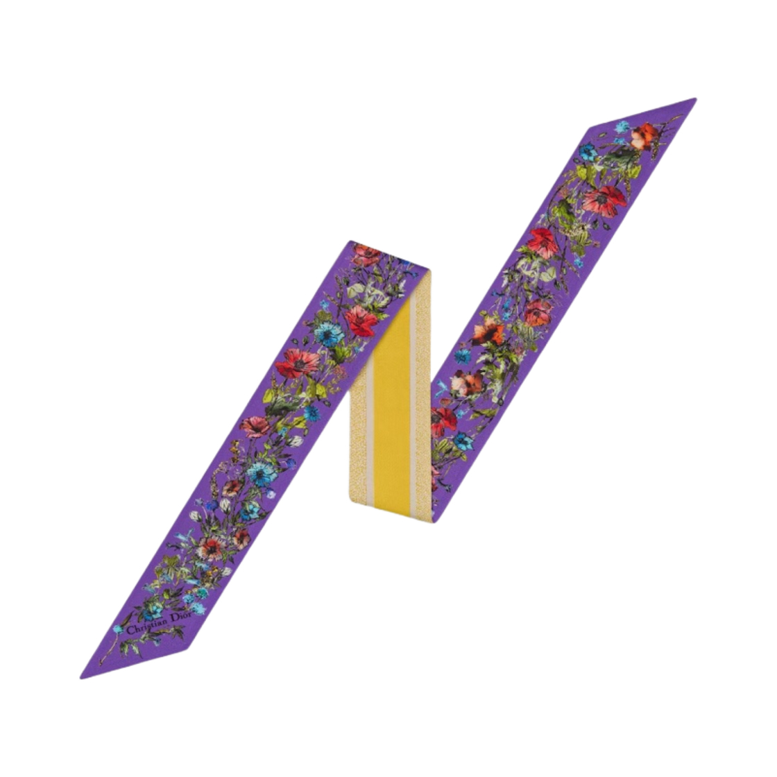 (W) 디올 D 밀레피오리 미차 스카프 실크 트윌 퍼플 옐로우 멀티컬러((W) Dior D Millefiori Mitzah Scarf Silk Twill Purple Yellow Multicolor) - 1