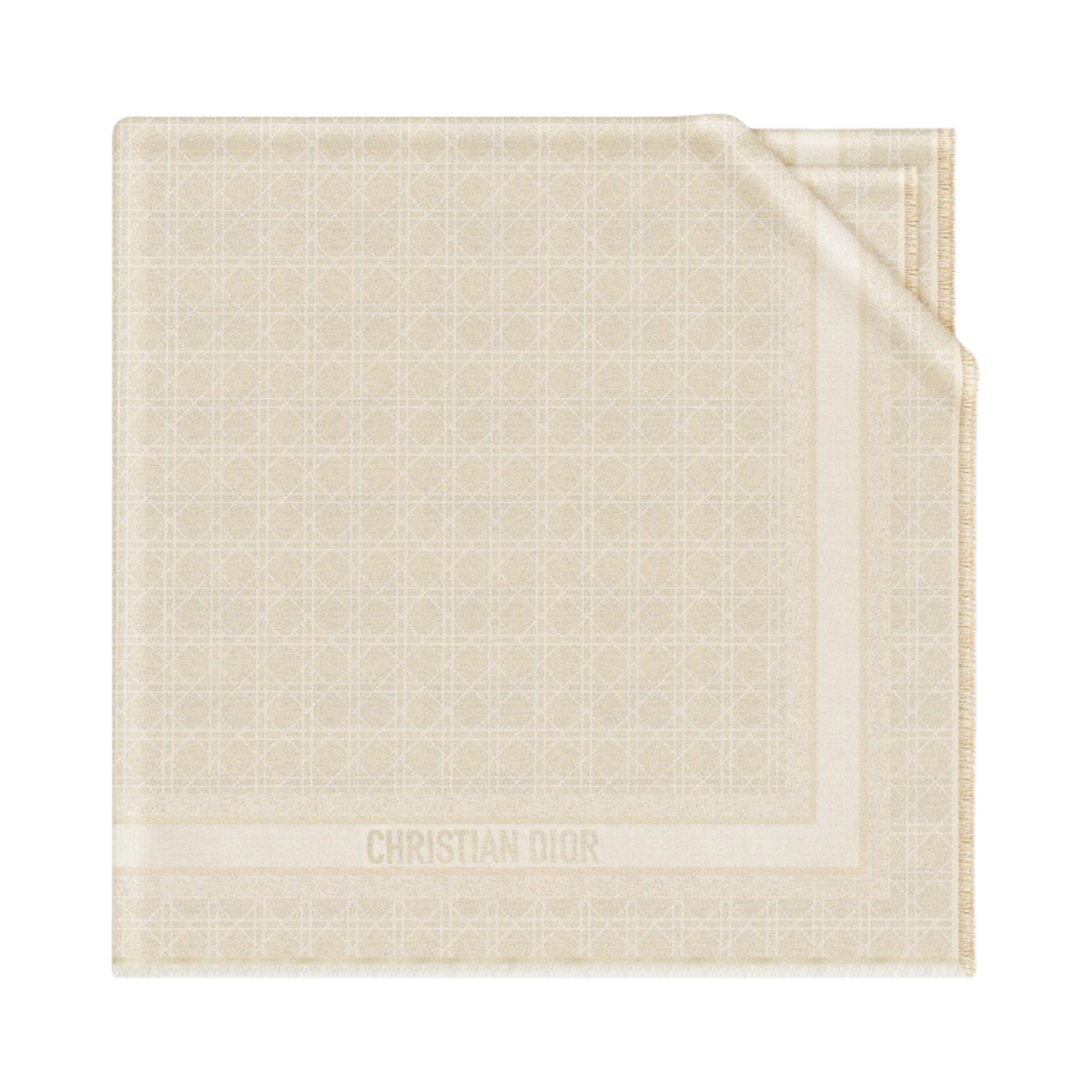 (W) 디올 까나쥬 숄 실크 블렌드 메탈릭 쓰레드 골드 톤((W) Dior Cannage Shawl Silk Blend Metallic Thread Gold Tone) - 1
