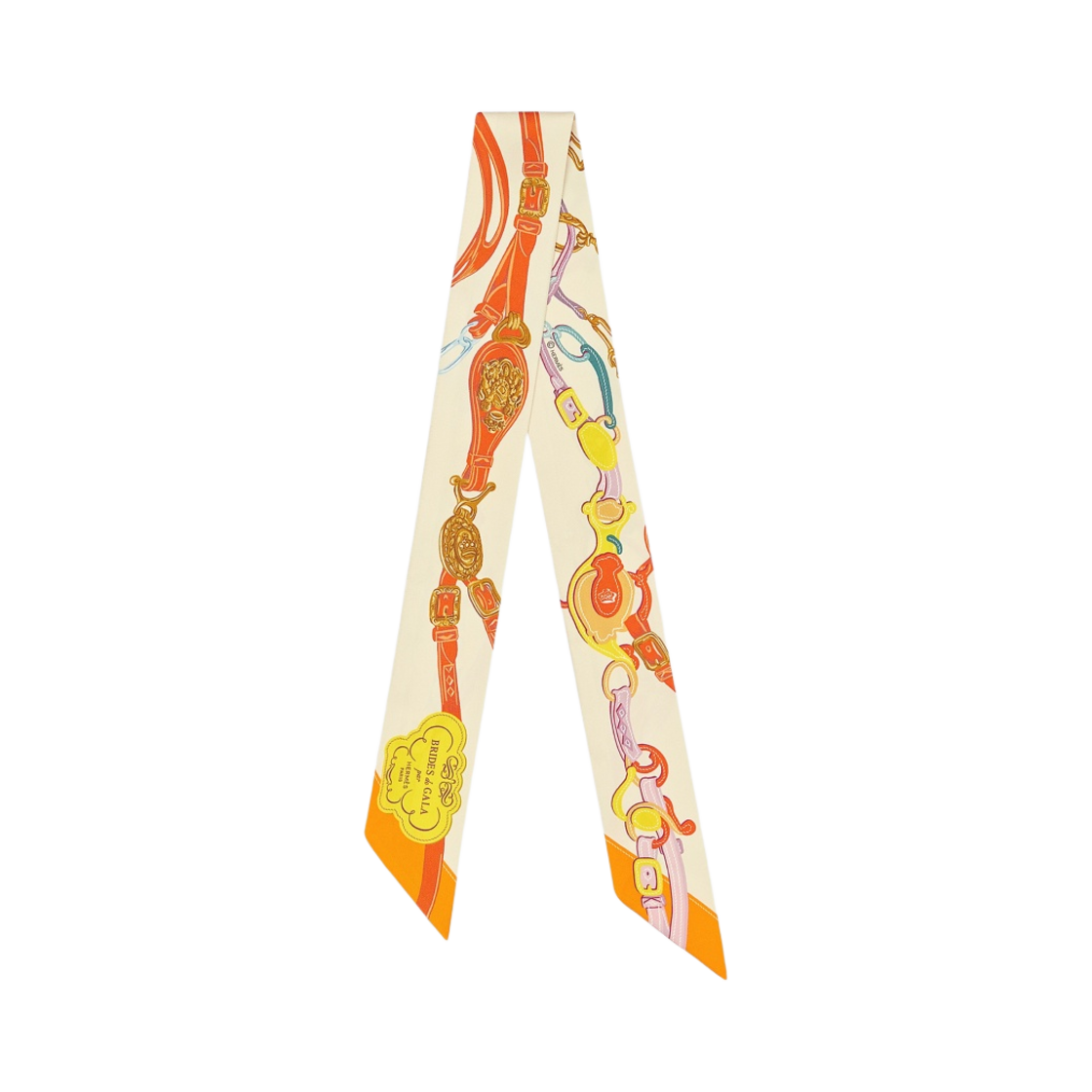 (W) 에르메스 브라이드 드 갈라 아플리케 픽 트윌리 크렘 오랑쥬 죤 비프((W) Hermes Brides de Gala Applique Pique Twilly Creme Orange Jaune Vif) - 1