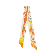 (W) Hermes Brides de Gala Applique Pique Twilly Creme Orange Jaune Vif