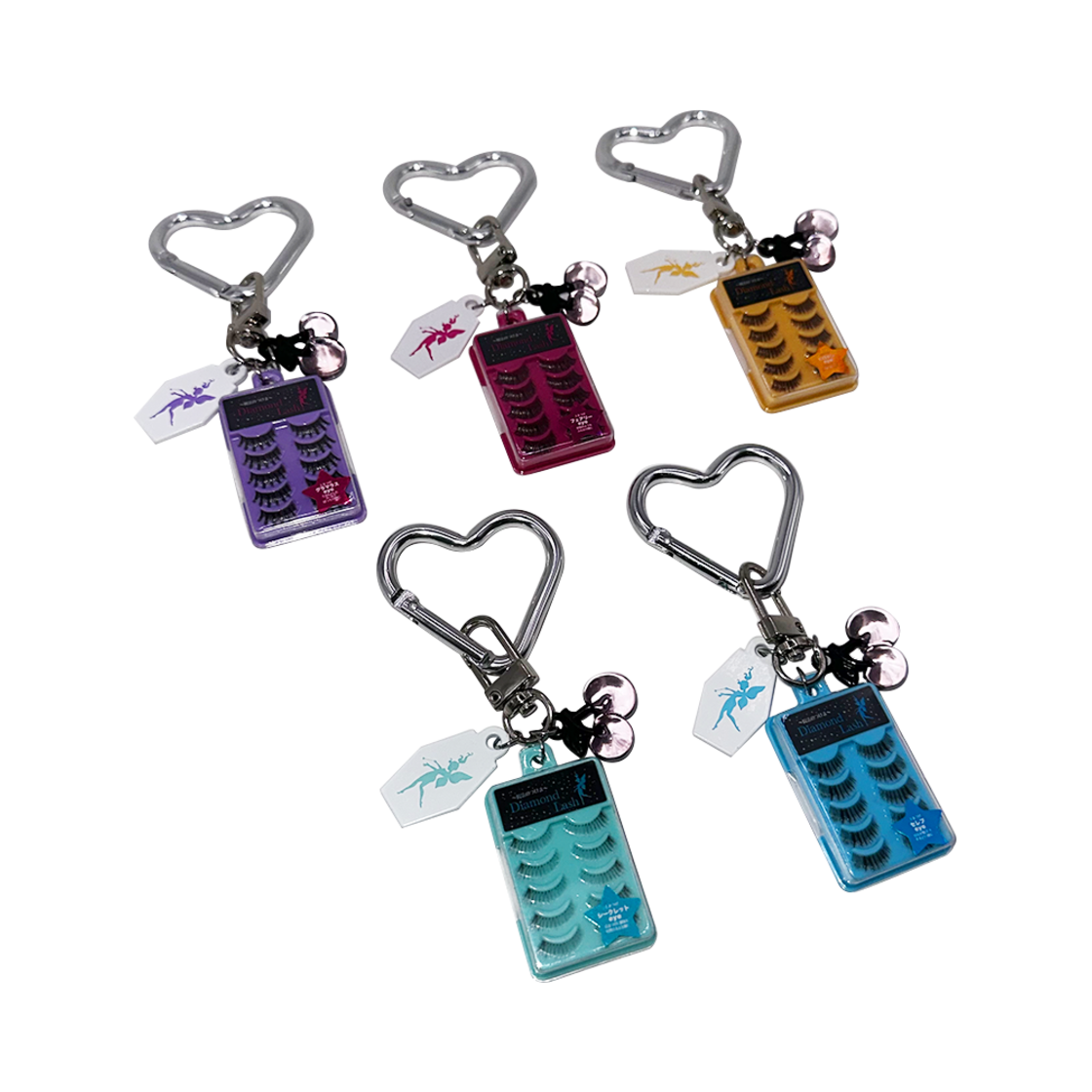 Heart Carabiner Diamond Lash Keyring Heart Carabiner Diamond Lash Cherry Keyring