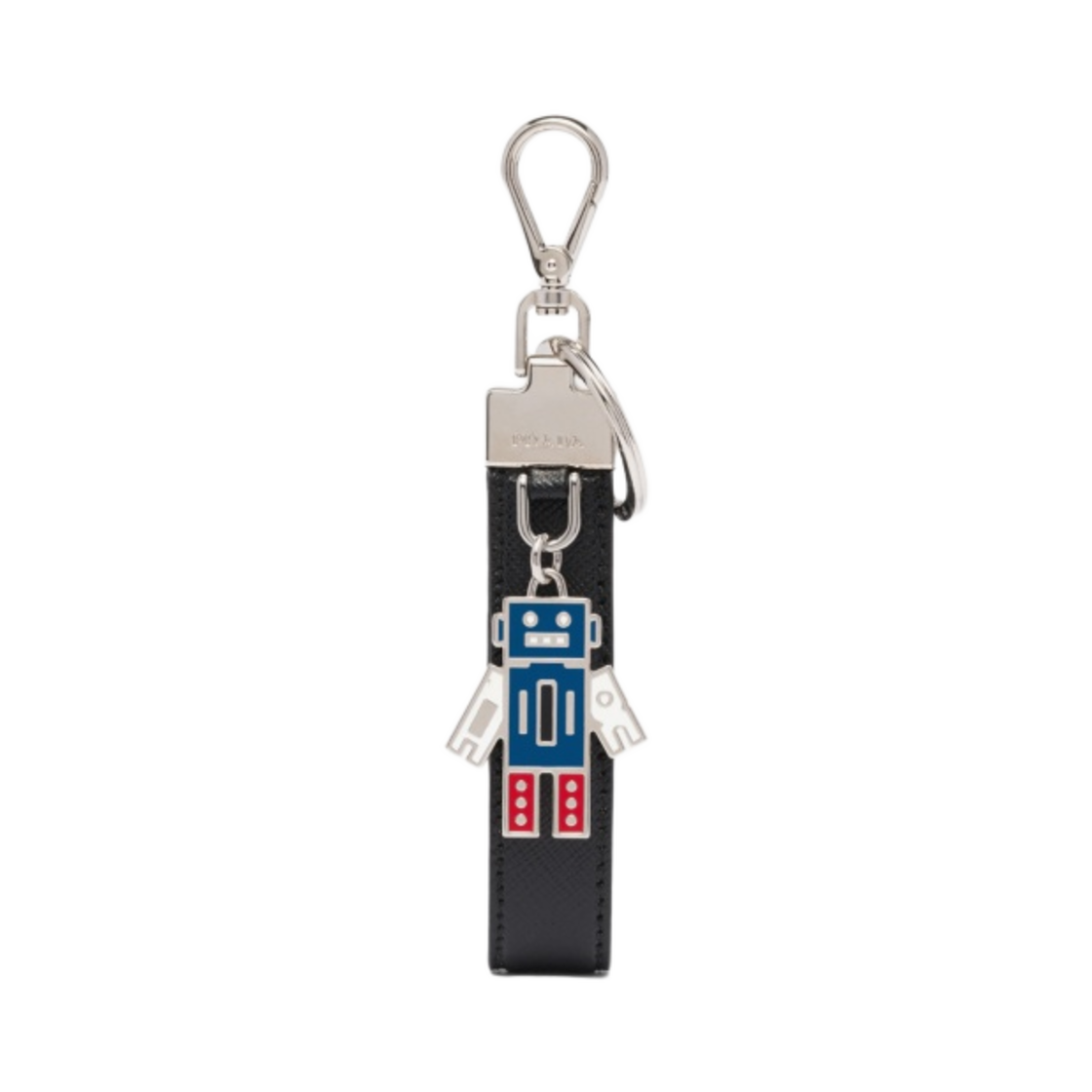 프라다 사피아노 레더 로봇 키체인 블랙(Prada Saffiano Leather Robot Keychain Black)
