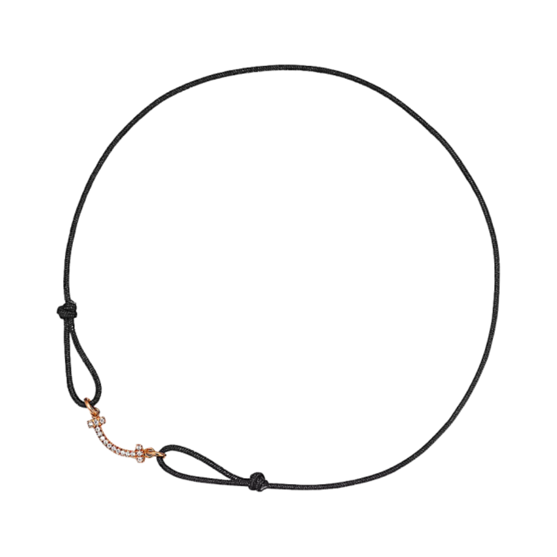 티파니 앤 코 T 스마일 브레이슬릿 로즈 골드 블랙 코드 다이아몬드(Tiffany & Co. T Smile Bracelet Rose Gold Black Cord with Diamonds)