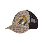 Gucci Tigers Print GG Supreme Baseball Hat Beige Ebony