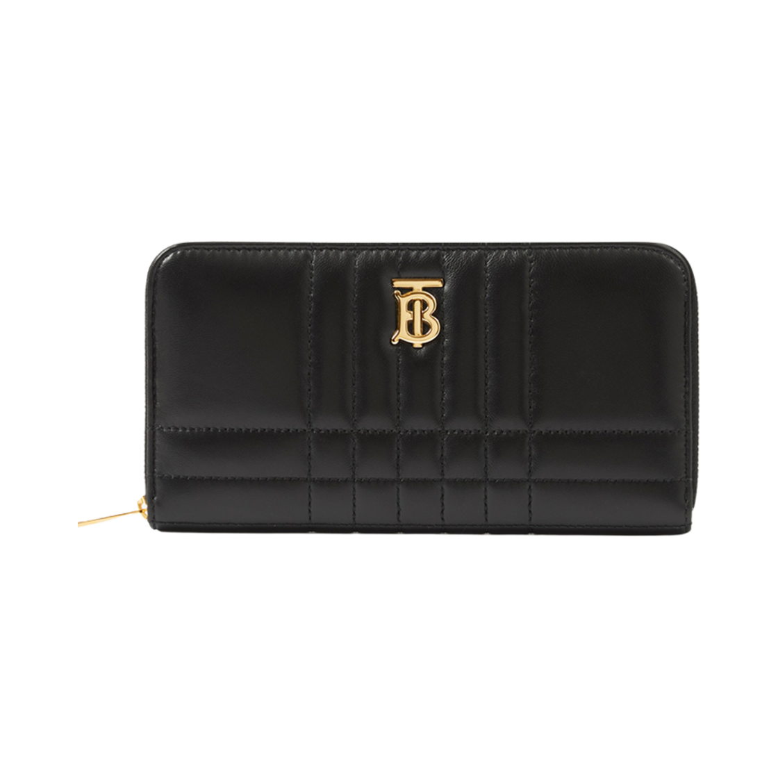 8062340 Burberry Quilted Leather Lola Ziparound Wallet Black Light Gold