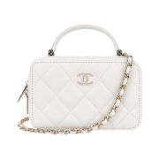 Chanel Vanity With Chain Grained Shiny Calfskin & Gold White