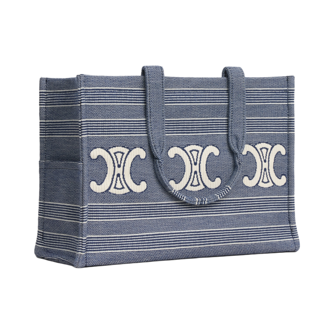 셀린느 라지 카바스 타이스 스트라이프 텍스타일 트리옹프 블루 베이지(Celine Large Cabas Thais in Striped Textile with Triomphe Blue Beige) - 2