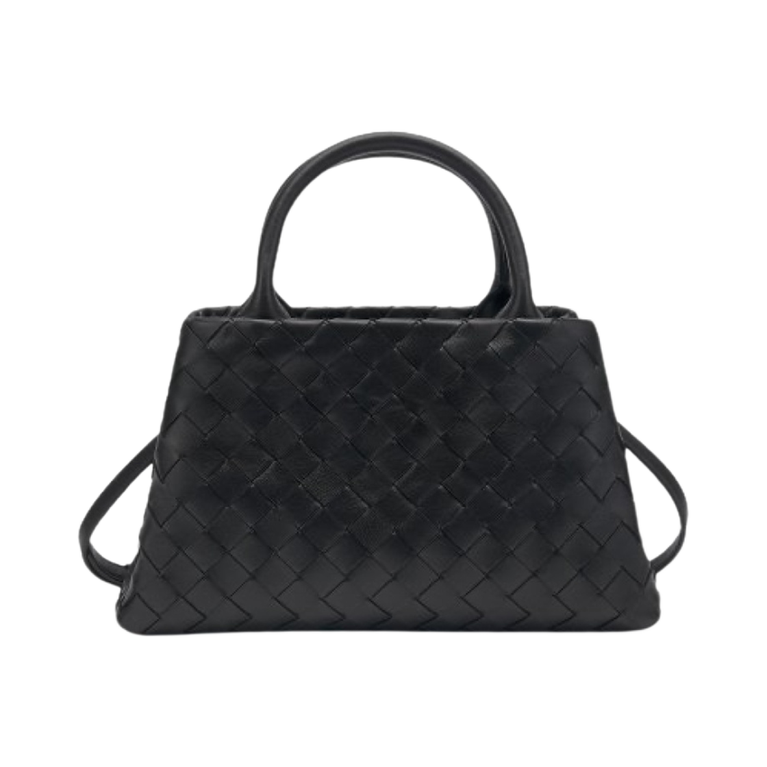607326VCPP18803 Bottega Veneta New Roma Small Intrecciato Tote Bag Black