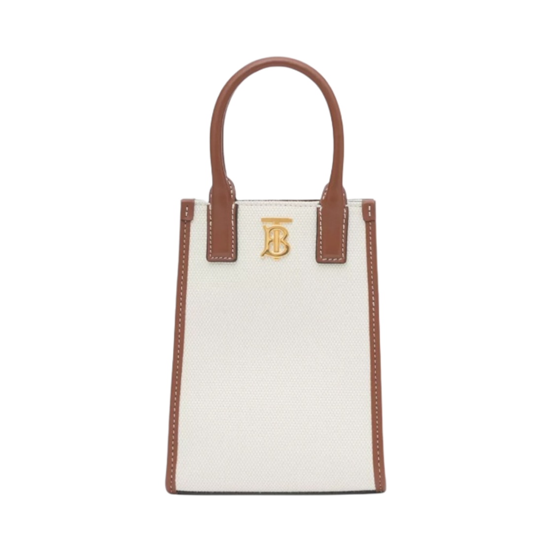 버버리 마이크로 캔버스 레더 프란시스 토트백 에크루 탄(Burberry Micro Canvas Leather Frances Tote Bag Ecru Tan) - 1