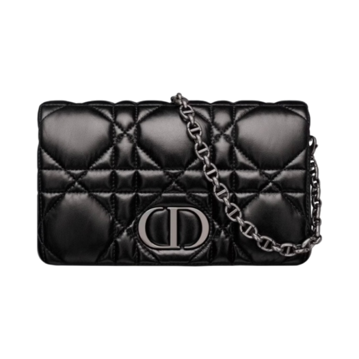 S5135BNGX-M900 Dior Caro Macrocannage Mini Bag Black Quilted Macrocannage Calfskin
