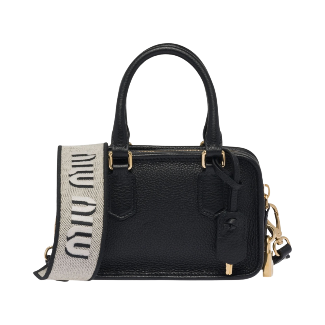 미우 미우 숄더 스트랩 가죽 탑 핸들백 블랙(Miu Miu Leather Top Handle Bag with Shoulder Strap Black) - 3