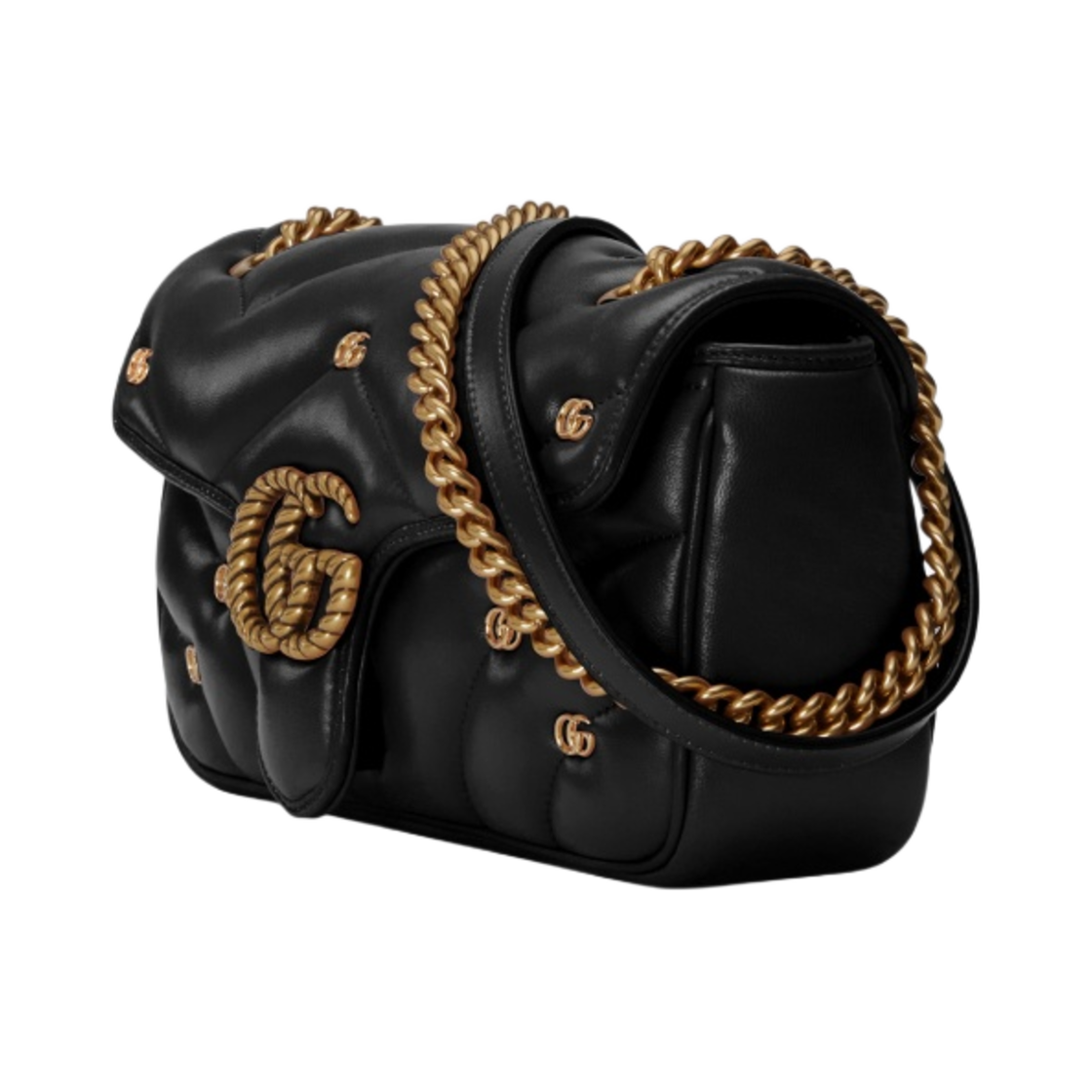 구찌 GG 마몽 마틀라세 레더 스몰 숄더백 블랙(Gucci GG Marmont Matelasse Leather Small Shoulder Bag Black) - 2