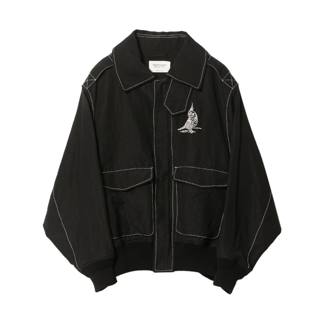 뷰티풀피플 우먼 울 린넨 웨더 클로스 A-2 자켓 블랙 - 24FW(Beautiful People Women Wool Linen Weather Cloth A-2 Jacket Black - 24FW)