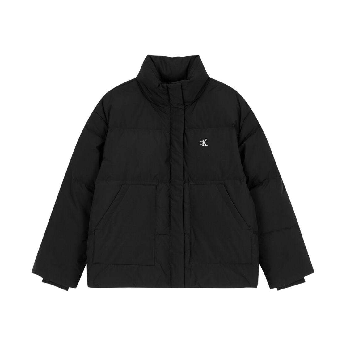 J224676BEH (W) Calvin Klein Short Length Stand Collar Puffer Down Jacket Black