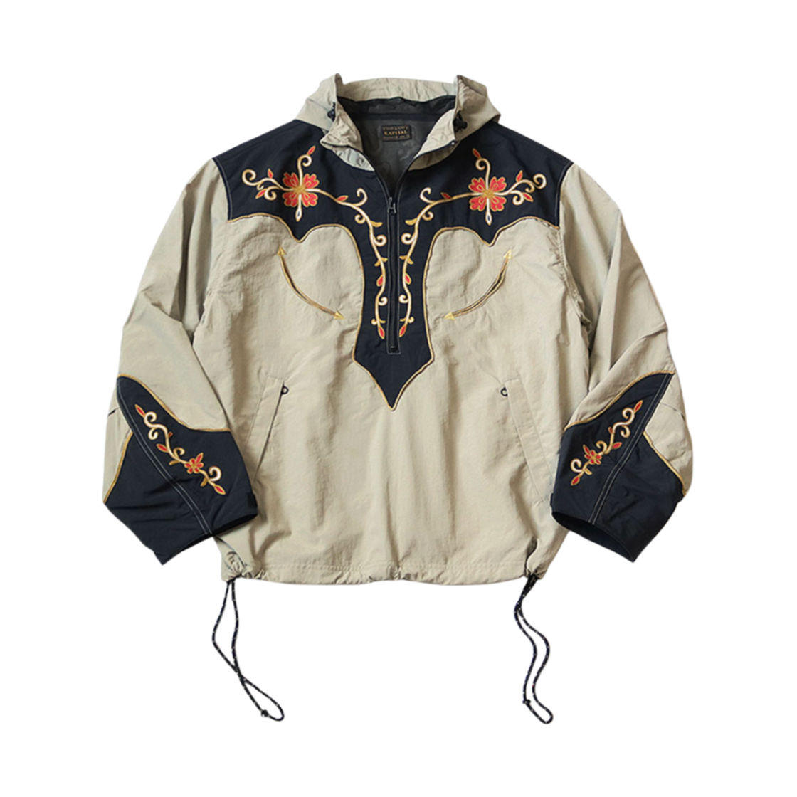 캐피탈 나일론 태피터 투톤 테네시 캑터스 플라워 파카 베이지 블랙