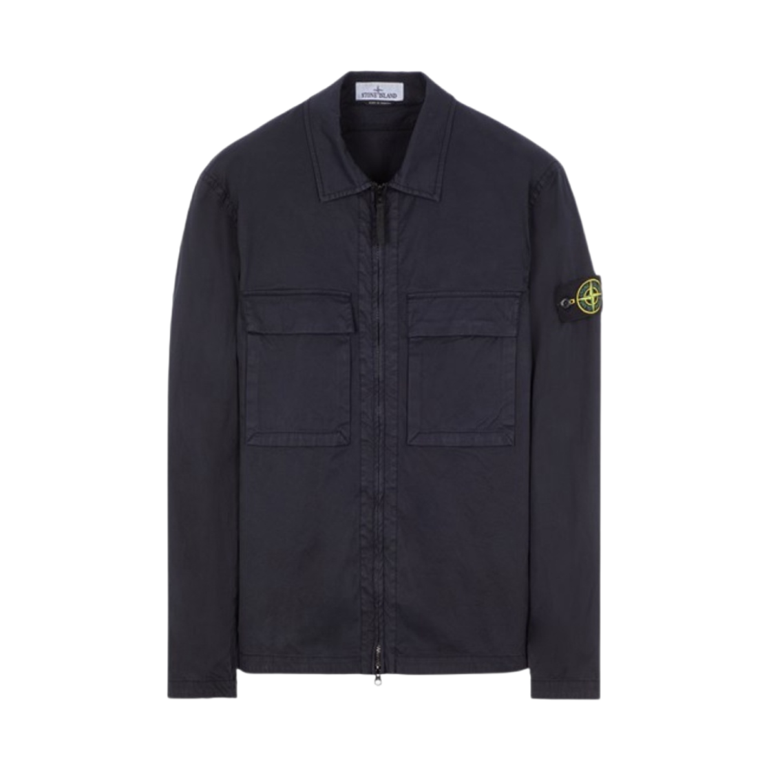 스톤 아일랜드 11710 가먼트 다이드 스트레치 코튼 개버딘 오버셔츠 네이비 블루 - 22FW