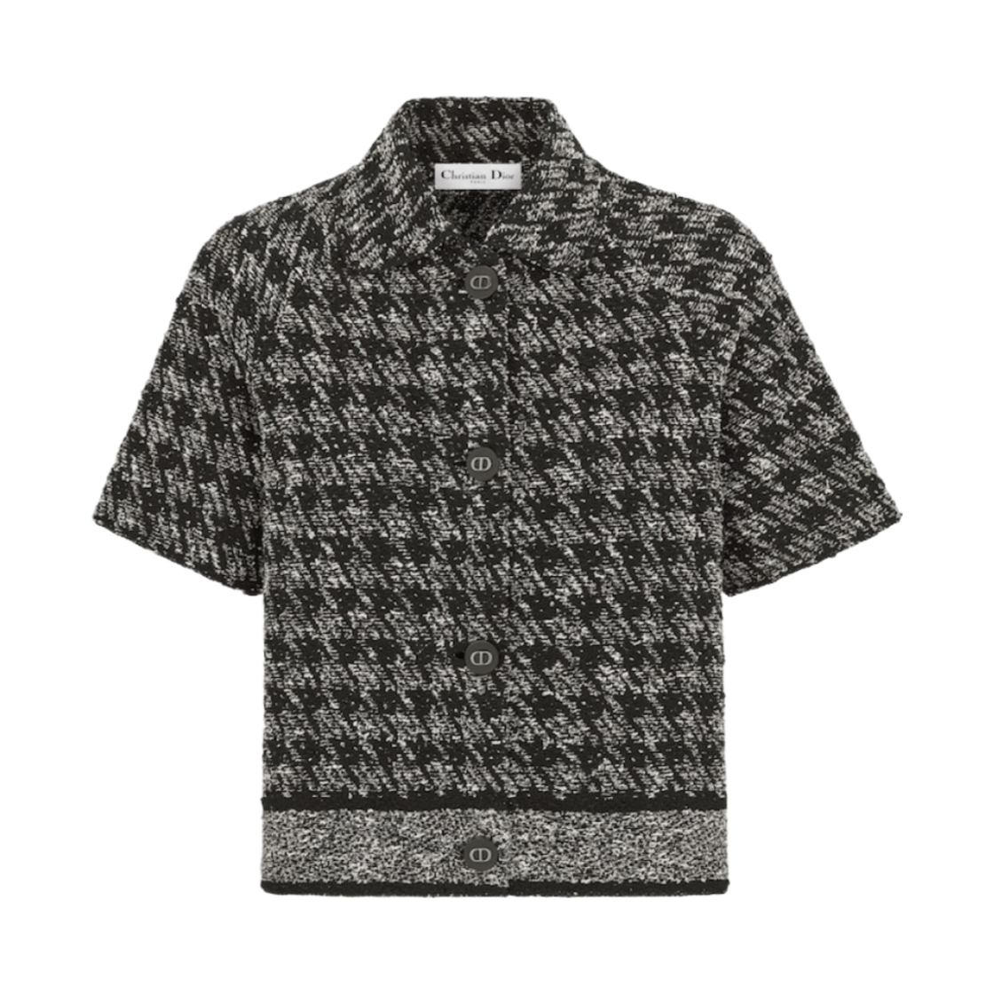 (W) 디올 하운즈투스 테크니컬 코튼 트위드 숏슬리브 자켓 블랙 화이트((W) Dior Houndstooth Technical Cotton Tweed Short-Sleeved Jacket Black White)