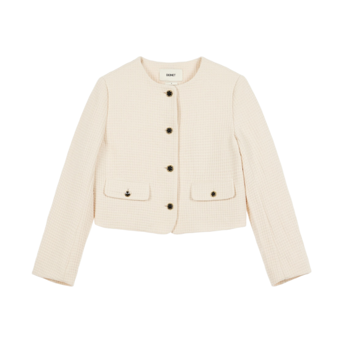 - (W) Deinet Gold Button Tweed Jacket in Cream