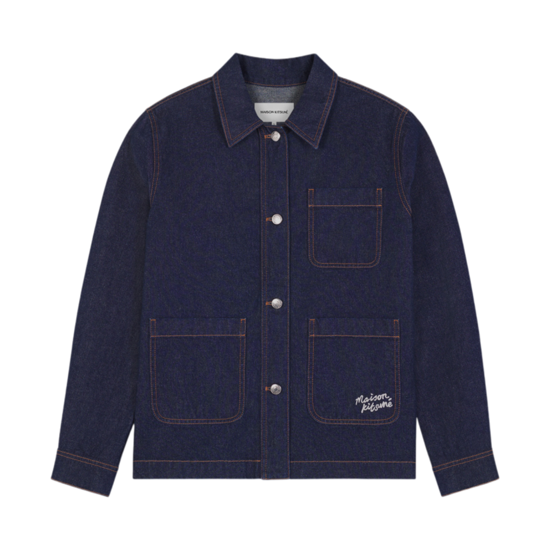 (W) 메종 키츠네 워크웨어 데님 자켓 인디고((W) Maison Kitsune Workwear Denim Jacket Indigo) - 1