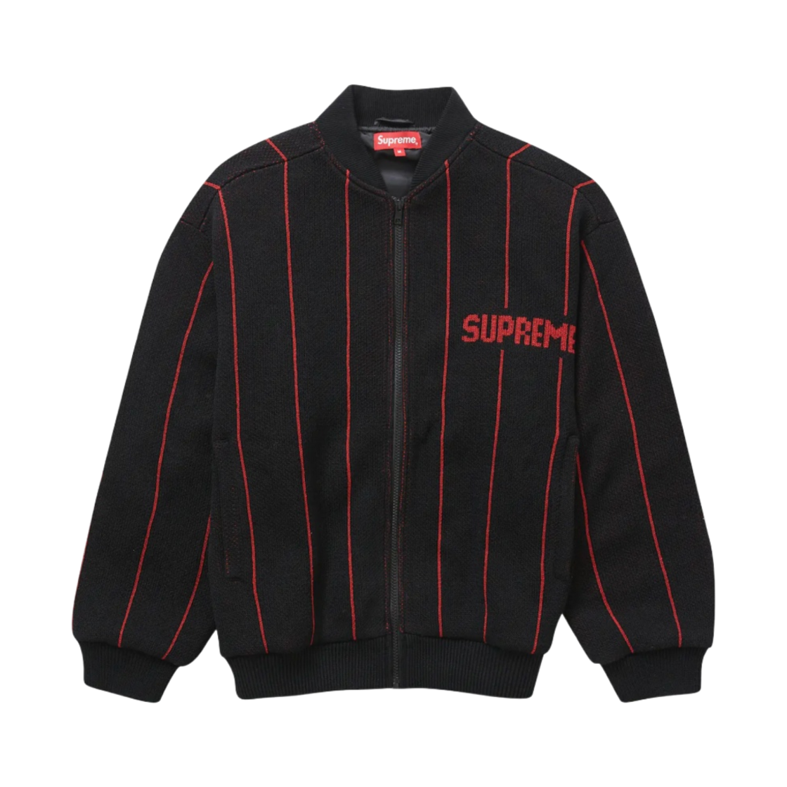 슈프림 핀스트라이프 바시티 집업 스웨터 블랙 - 23SS