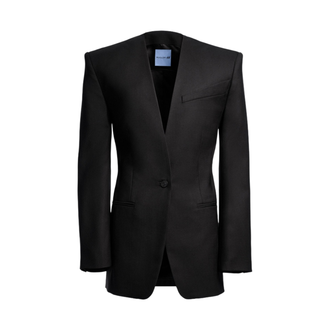 (W) 에이치앤엠 x 뮈글러 오버사이즈 울 블레이저 블랙((W) H&M x Mugler Oversized Wool Blazer Black)