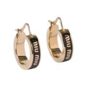 (W) Miu Miu Enameled Metal Earrings Black