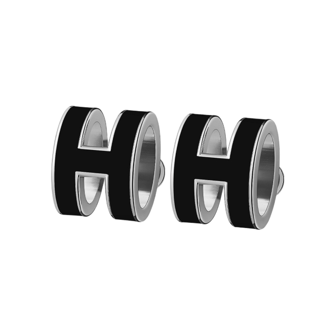 (W) 에르메스 팝아슈 이어링 팔라듐 하드웨어 & 누아