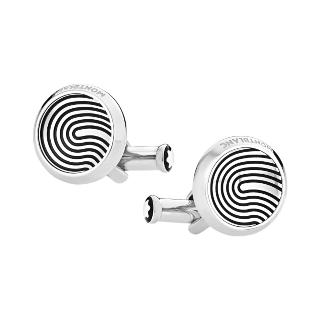 몽블랑 핑거프린트 패턴 인레이 라운드 커프스링크 스틸(Montblanc Round Cufflinks with Fingerprint-Patterned Inlay Steel) - 1