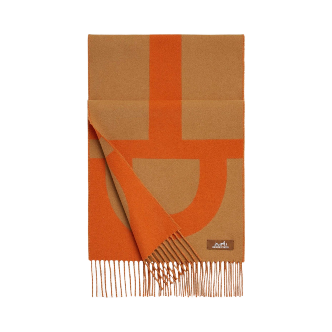 (W) 에르메스 카사크 그랜드 모스 머플러 까멜 오랑쥬((W) Hermes Casaque Grand Mors Muffler Camel Orange) - 1