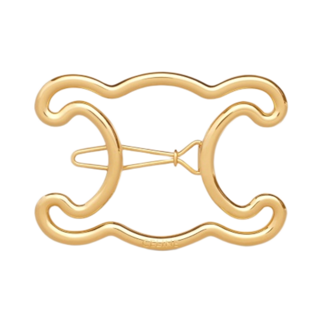 (W) 셀린느 골드 피니쉬 브래스 트리옹프 프레임 헤어 클립 골드((W) Celine Triomphe Frame Hair Clip in Brass with Gold Finish Gold) - 1
