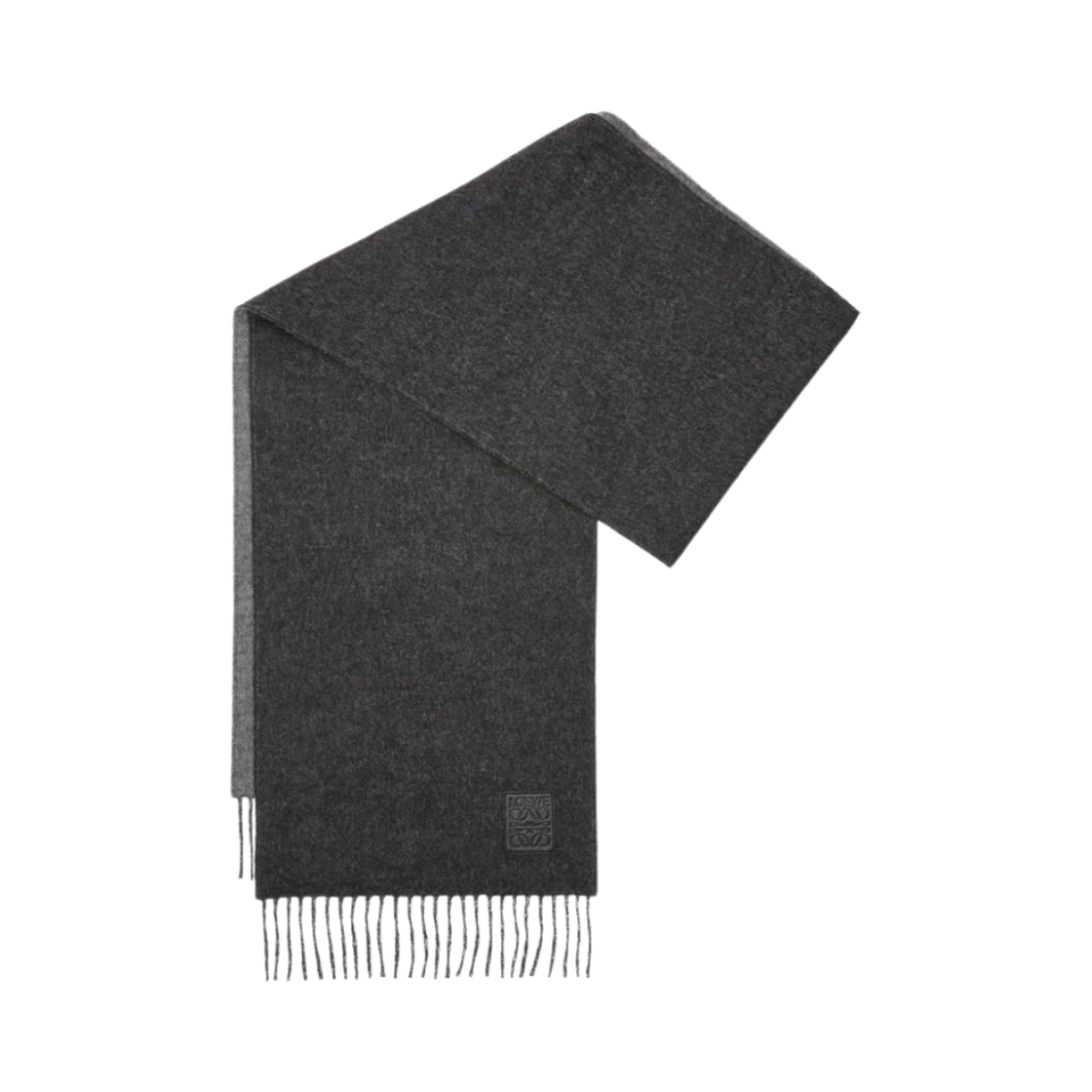 (W) 로에베 울 캐시미어 머플러 블랙 그레이((W) Loewe Muffler In Wool and Cashmere Black Grey)