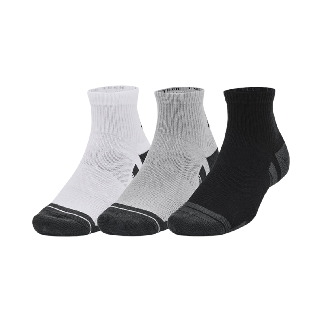 1379510-011 Under Armour UA Performance Tech Quarter Socks White Jet Gray (3 Pack)