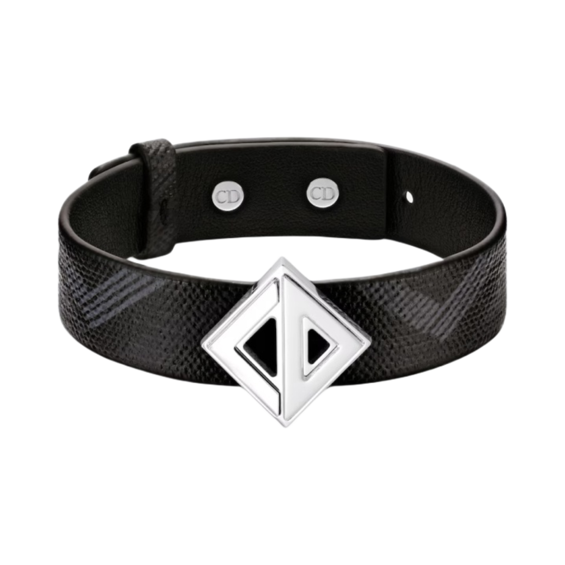 디올 CD 다이아몬드 브레이슬릿 블랙 CD 다이아몬드 캔바스 실버 피니쉬 브래스(Dior CD Diamond Bracelet Black CD Diamond Canvas Silver Finish Brass) - 1
