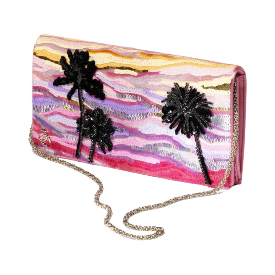 AS4631-B15058-NT683 Chanel Clutch Embroidered Satin Sequins Glass Beads Strass & Gold Yellow Purple Pink Black - #2
