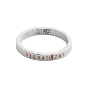 (W) MM6 Maison Margiela Year of The Snake Minimal Numeric Ring Polished Silver Red