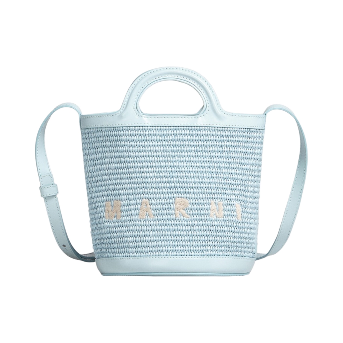 마르니 레더 & 라피아 트로피칼리아 스몰 버킷백 라이트 블루(Marni Leather & Raffia Tropicalia Small Bucket Bag Light Blue) - 1