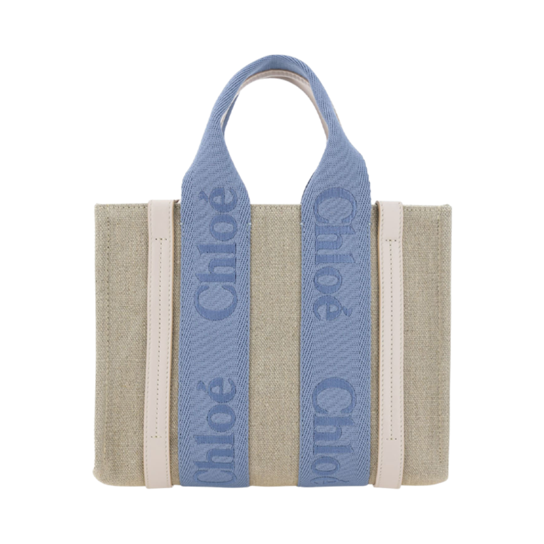 CHC23AS397L174E2 Chloe Small Woody Tote Bag in Linen Washed Blue