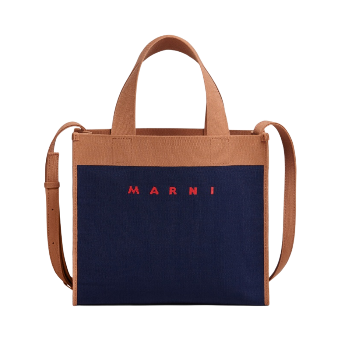 마르니 자카드 스몰 쇼핑백 아이리스 피너츠 레드(Marni Jacquard Small Shopping Bag Iris Peanuts Red) - 1