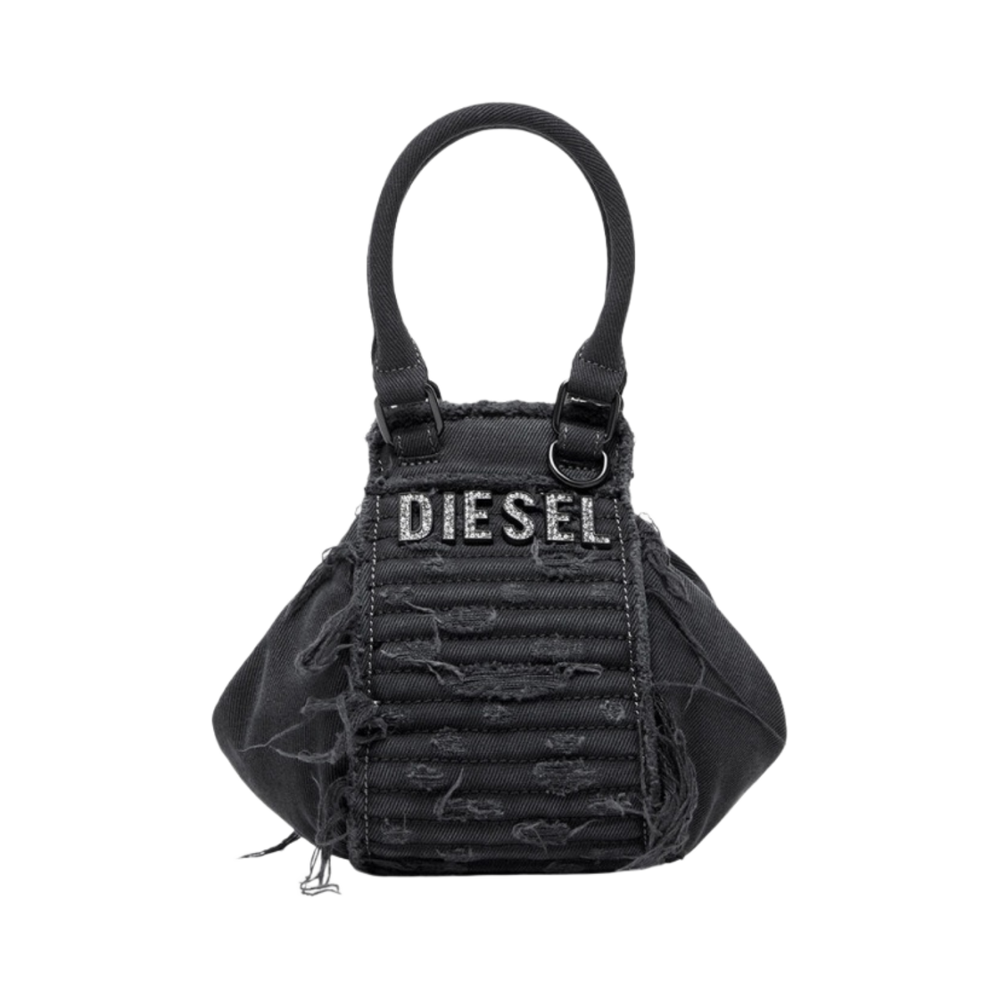 디젤 D-비나-C XS 슬라우치 캔버스 미니백 크리스탈 블랙(Diesel D-Vina-C Xs Slouchy Canvas Mini Bag with Crystals Black) - 1
