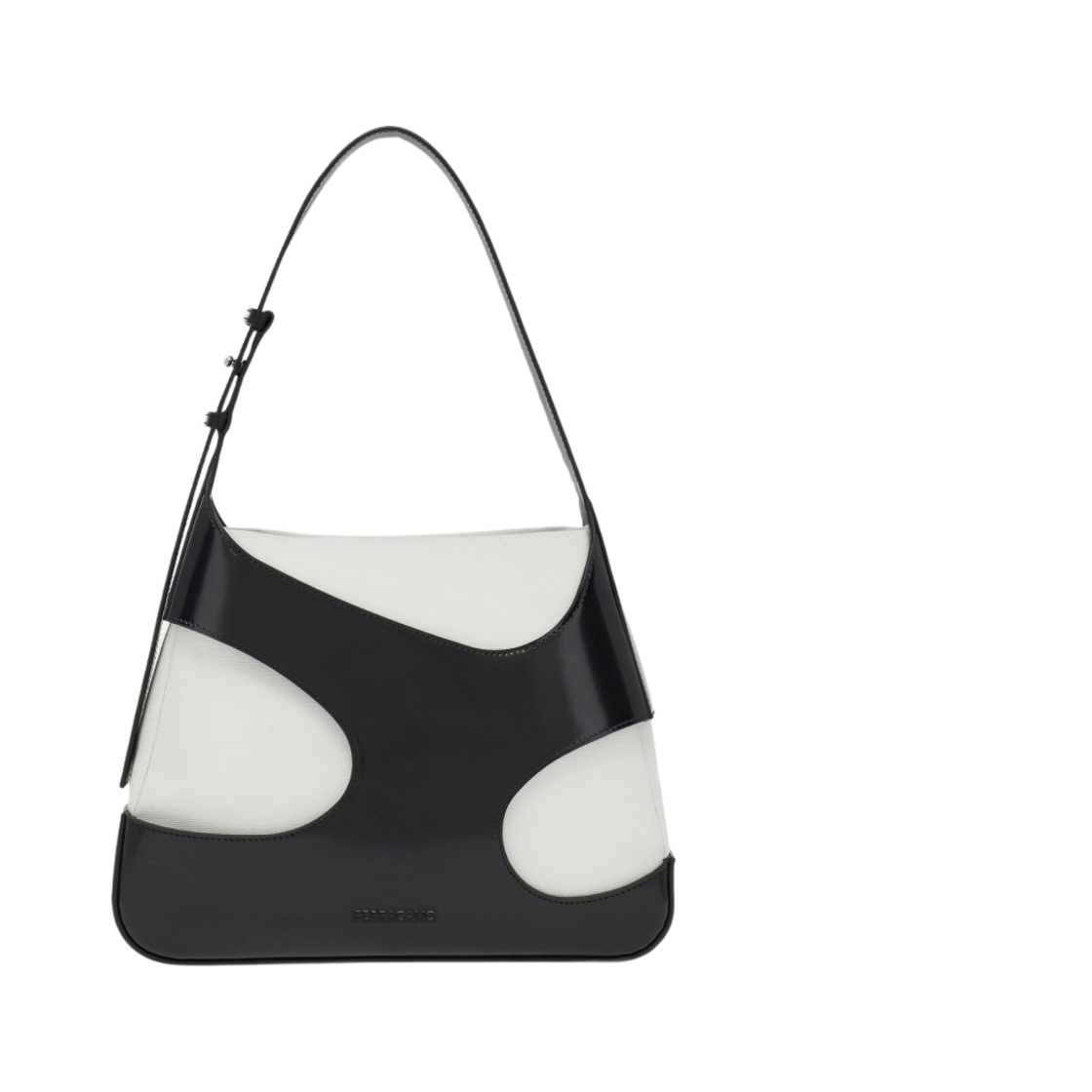 페라가모 미디움 숄더백 컷아웃 디테일링 블랙 옵틱 화이트(Ferragamo Medium Shoulder Bag with Cut-Out Detailing Black Optic White) - 1